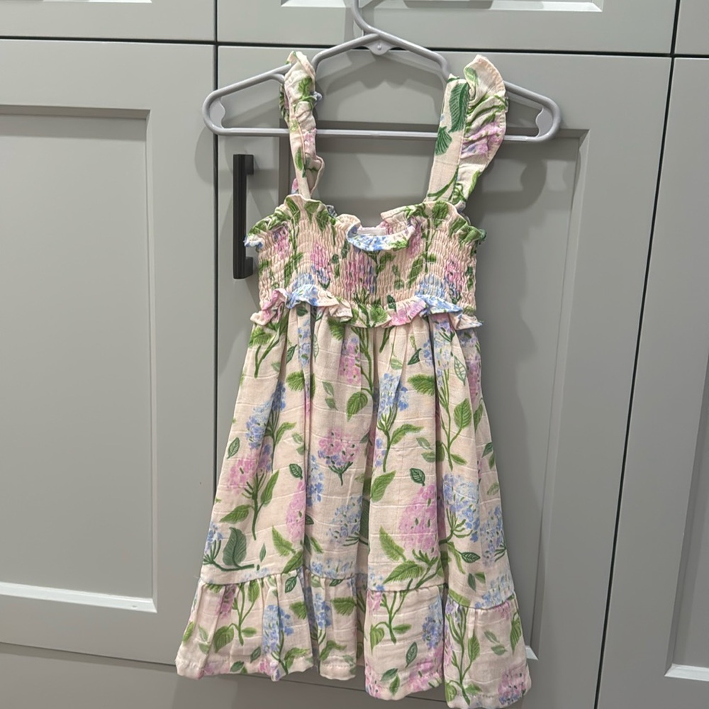 Angel Dear pink floral smocked top dress